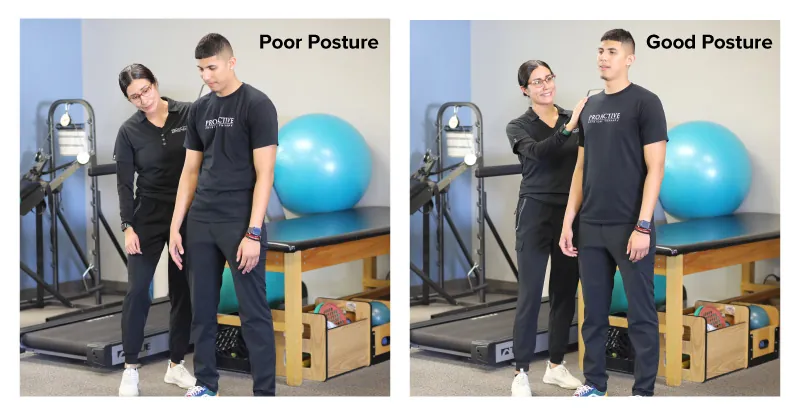 Bad versus Good posture demonstration.