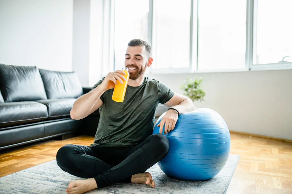 Man enjoying smoothie