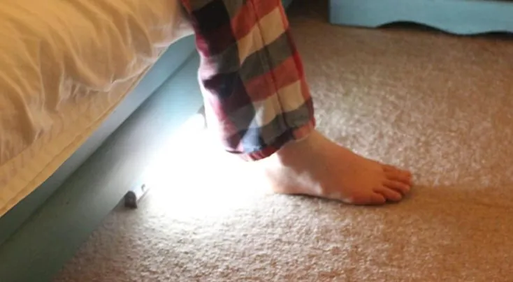 Motion sensitive night light under bed.