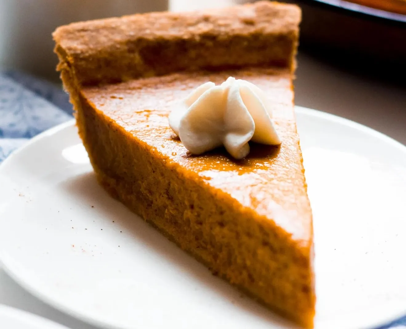 Slice of pumpkin pie.